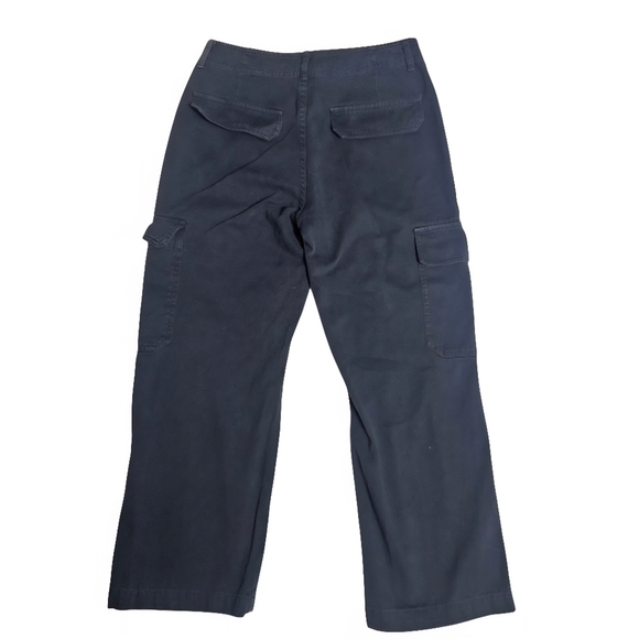 Zara Women's Cropped Cargo Pants Black Denim size 4 - Picture 2 of 8